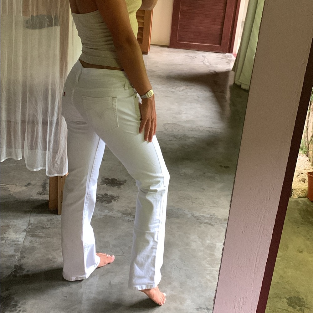 Levi’s low rise white flared jeans